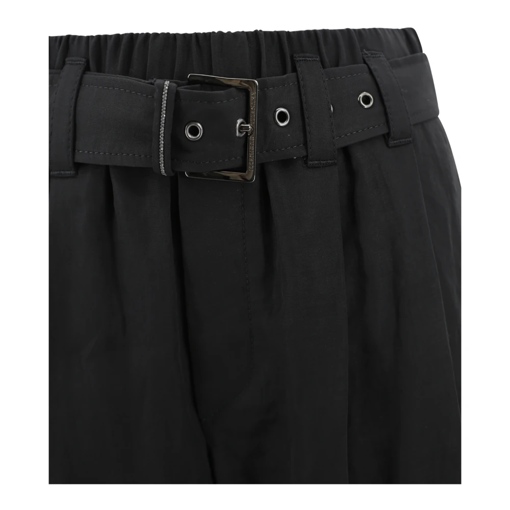 BRUNELLO CUCINELLI Zwarte katoenen sportbroek met transparant detail Black Dames