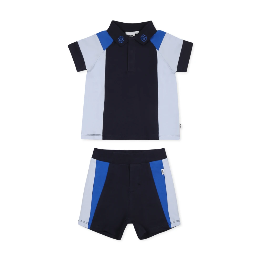 Hugo Boss Blå Bomullspolo och Shorts Blue, Unisex