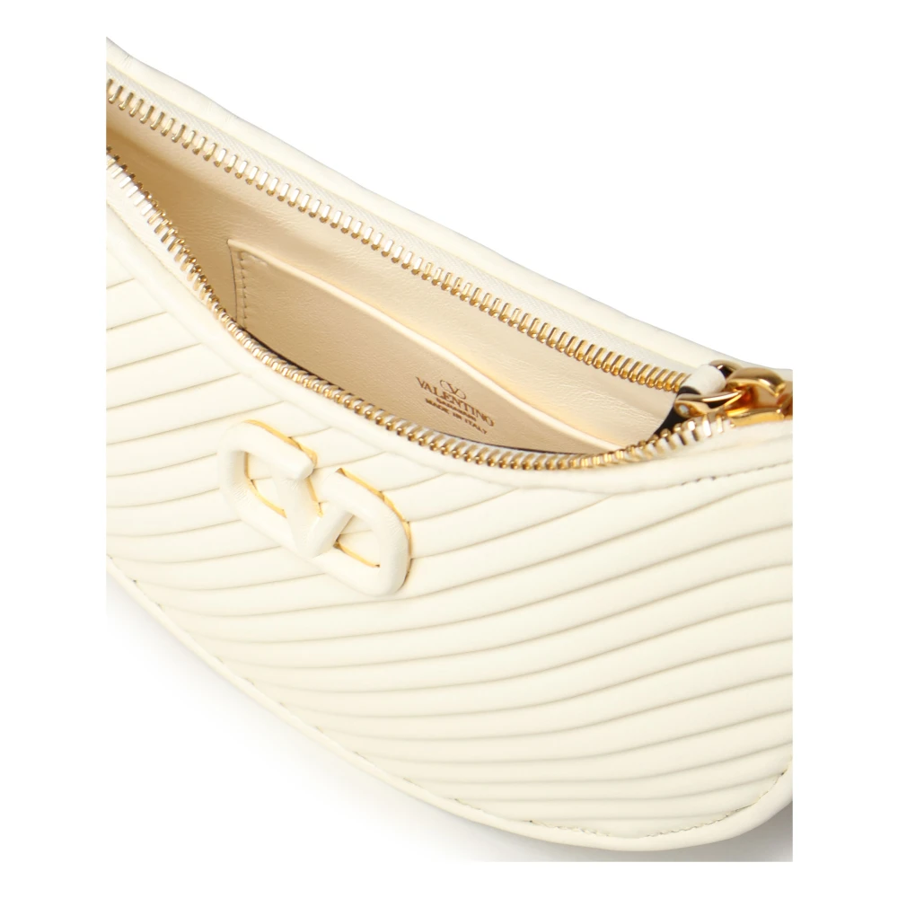 Valentino Garavani Witte Lamsvacht VLogo Gewatteerde Tas White Dames