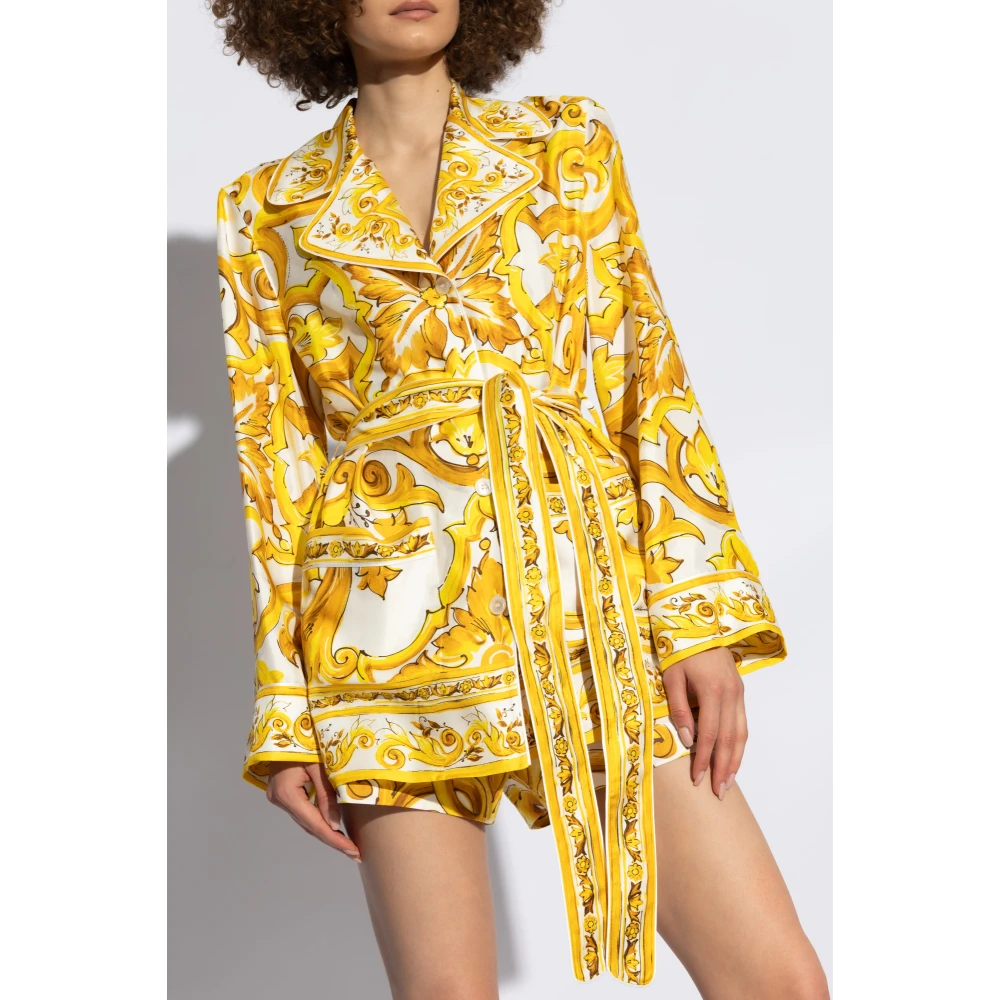 Dolce & Gabbana Shirt met Majolica Print Yellow Dames