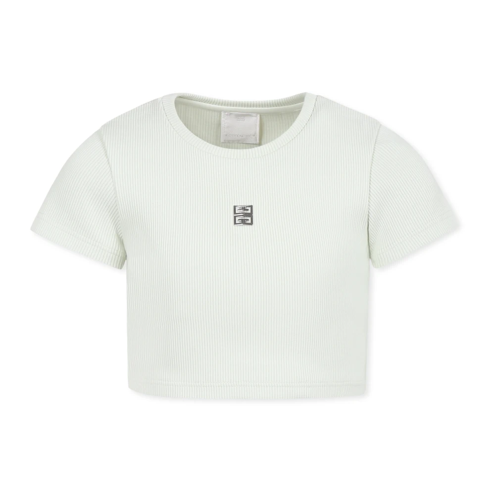 Givenchy Grön Ribbad Croppad T-shirt med 4G-motiv Green, Unisex