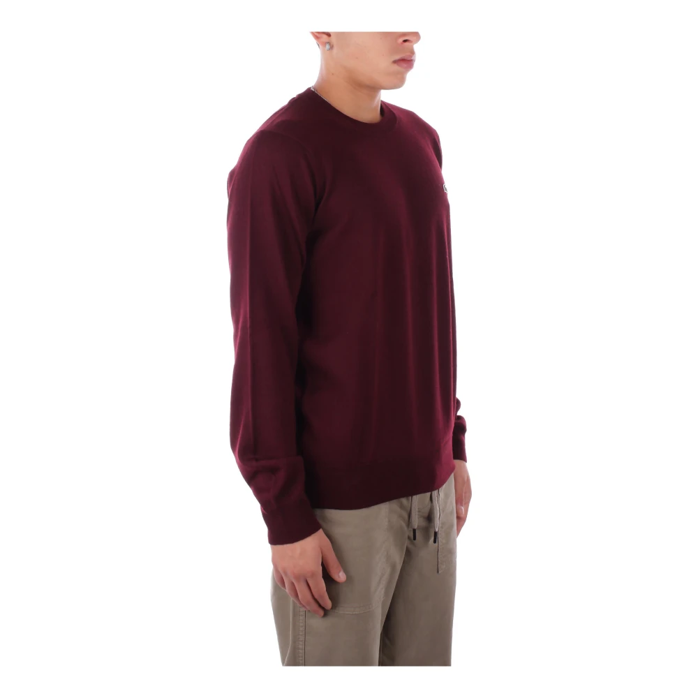 Lacoste Bordeaux Sweaters Logo Front Regular Fit Red Heren