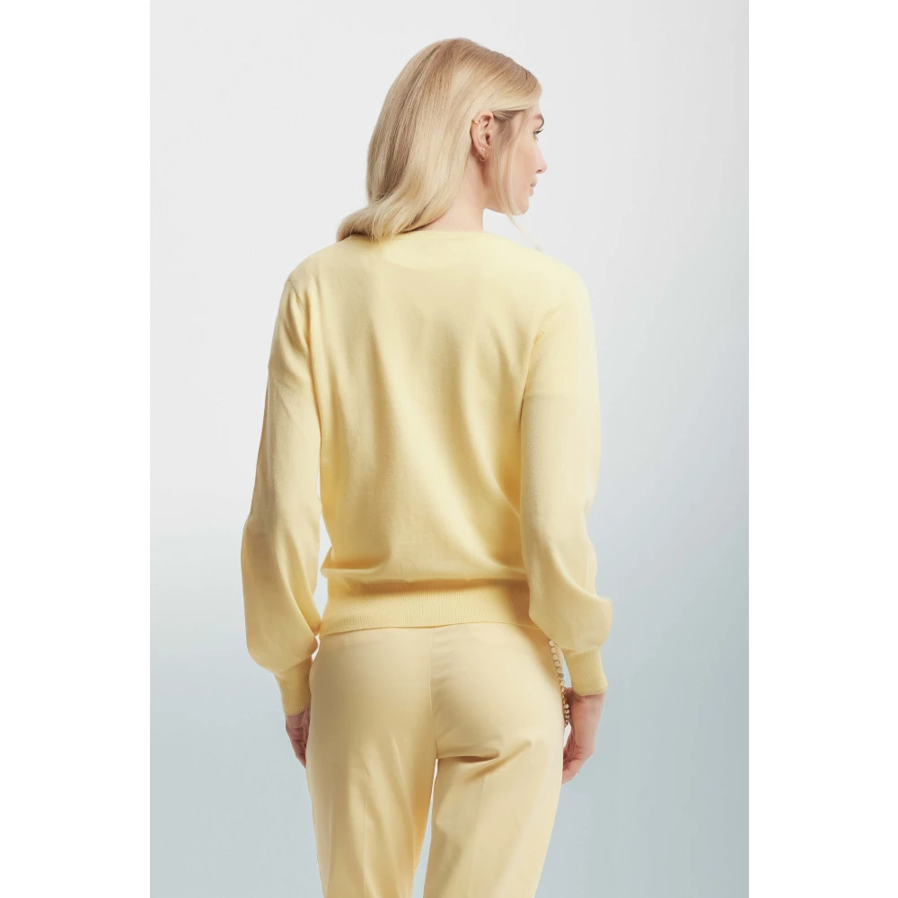 Kocca Verfijnde Gebreide Vest met Contrasterende Rand Yellow Dames