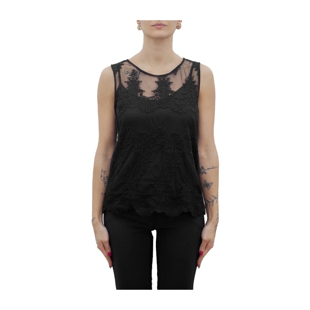 Kocca Elegante Kant Blouse Black Dames