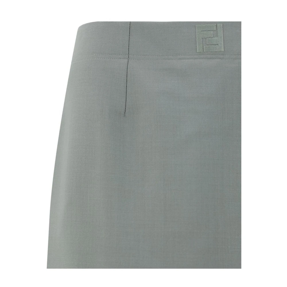 Fendi Geborduurde Sheath Rok met Ritssluiting Green Dames