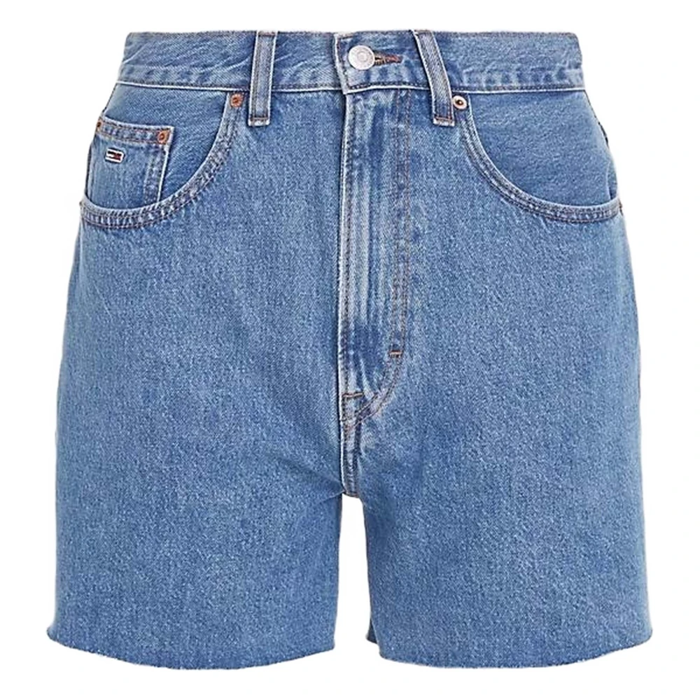 Tommy Hilfiger Hoge Taille Mom Short in Zacht Katoen Denim Blue Dames