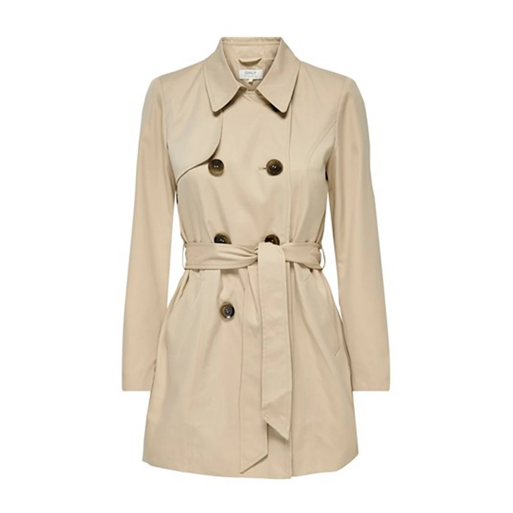 ONLY Nylon Trenchcoat med sidofickor Beige, Dam