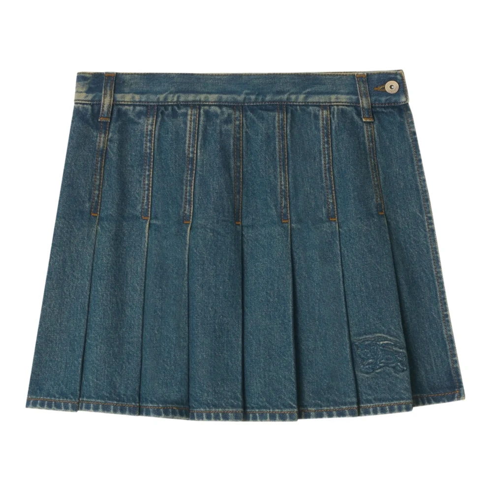 Burberry Women's Blue Pleated Denim Miniskirt - Denim Skirts - Xs - Skirts