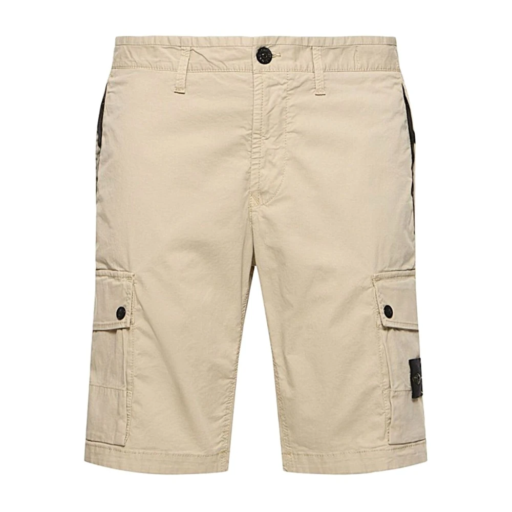 Stone Island Men's Beige Casual Shorts, W32, Bermuda