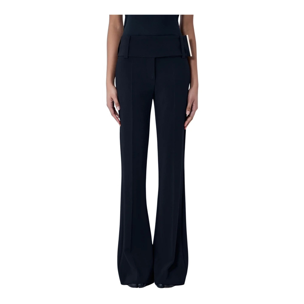 Sportmax Women's Black Wide Trousers, S, High-Waisted Flared Trousers