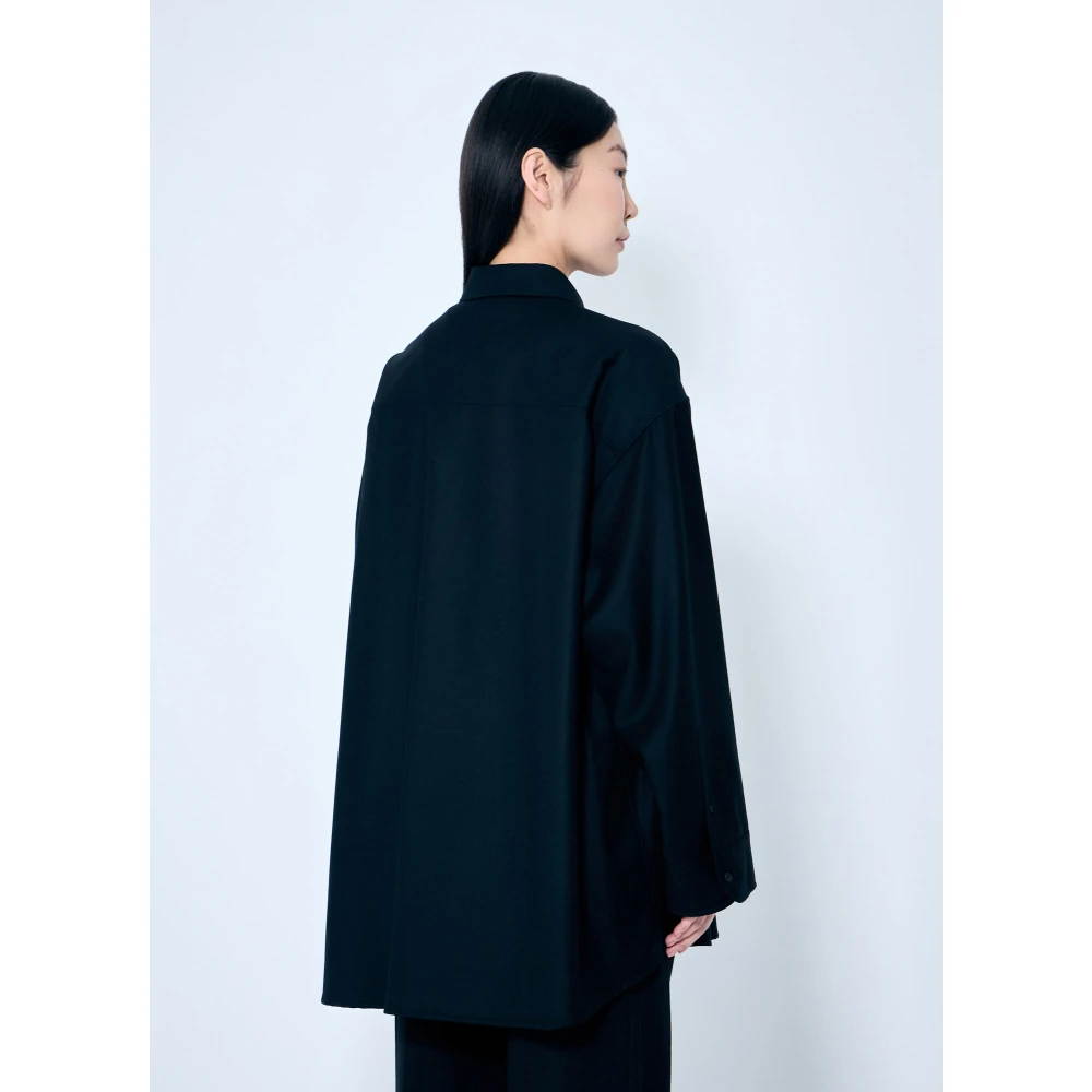 The Row Wollen Flanellen Caroline Shirt Black Dames