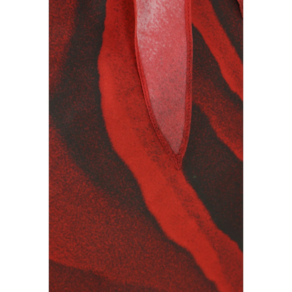 Roberto Cavalli Garden Rose Halter Avondjurk Red Dames