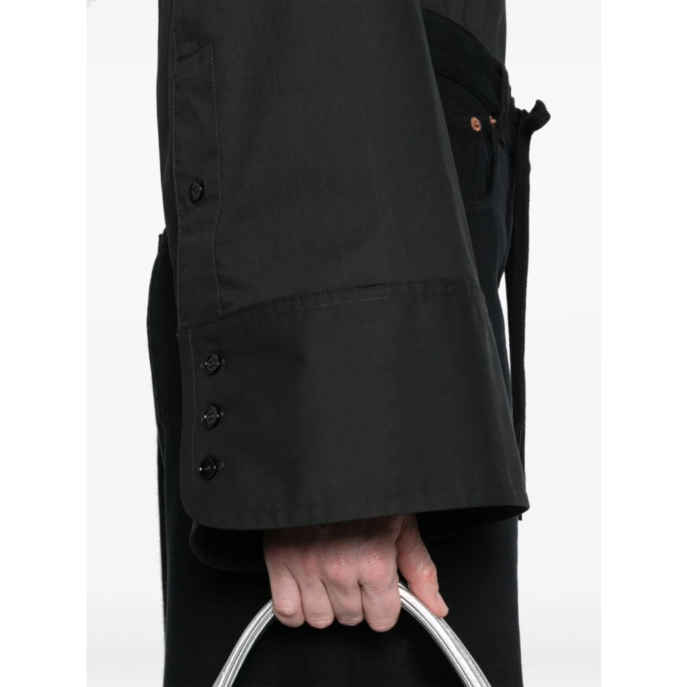 MM6 Maison Margiela Zwarte Poplin Klassiek Kraag Hemd Black Dames