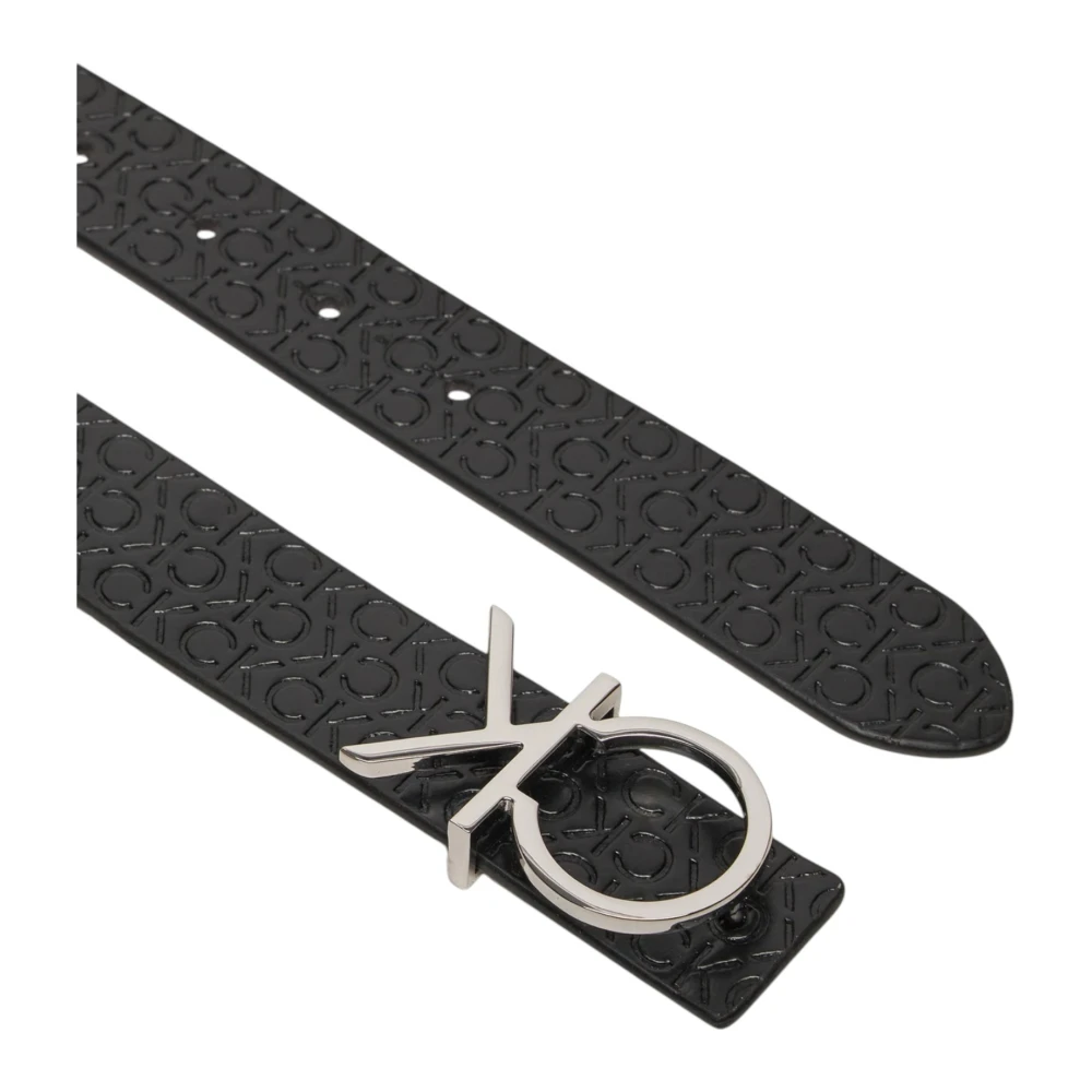 Calvin Klein Zwarte leren riem met unieke gesp Black Dames