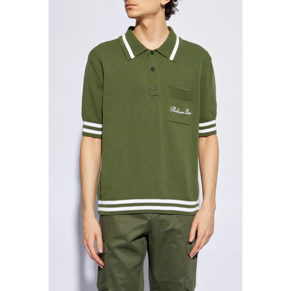 Balmain Polo shirt met zak Green Heren