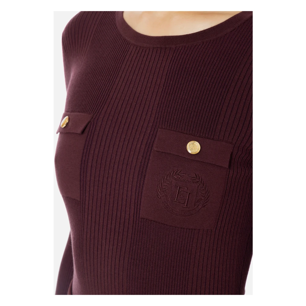 Elisabetta Franchi Geribbelde trui met lange mouwen Red Dames