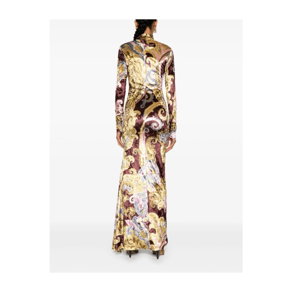 ETRO Chenille Paisley Print High Neck Jurk Multicolor Dames