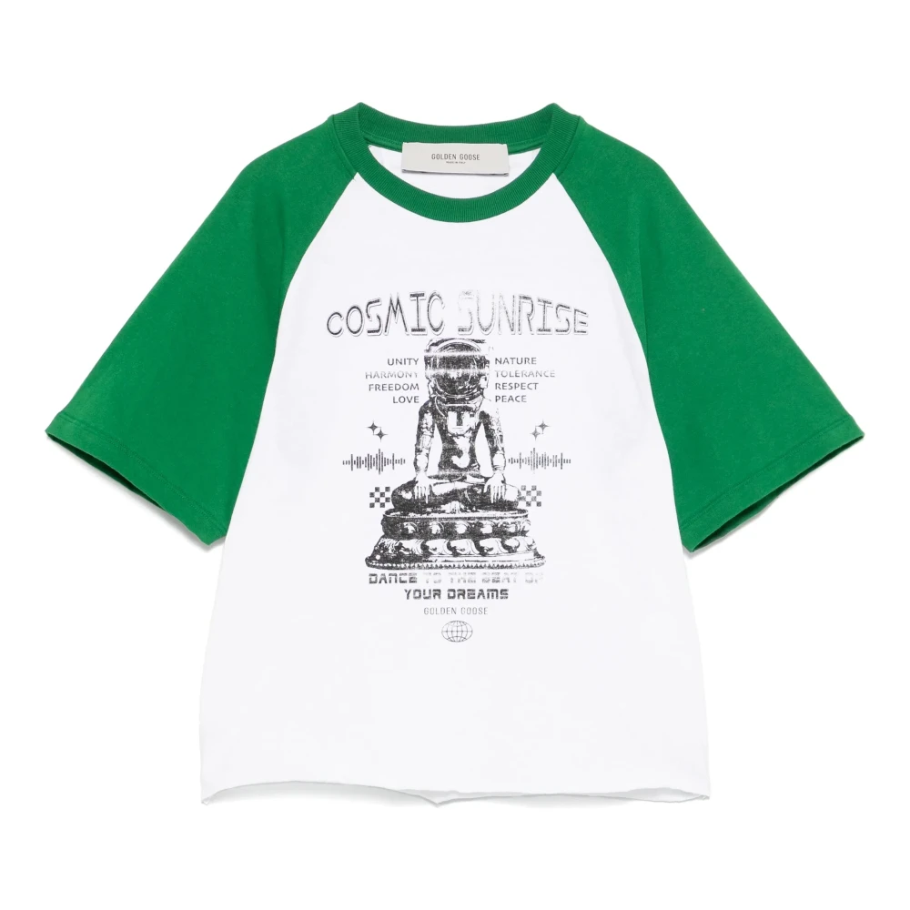 Golden Goose T-shirt met ronde hals en sterren White Dames