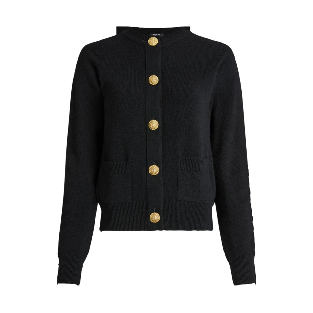 Balmain Black Cashmere Blend Cardigan - Female - Cardigans - S - Knitwear