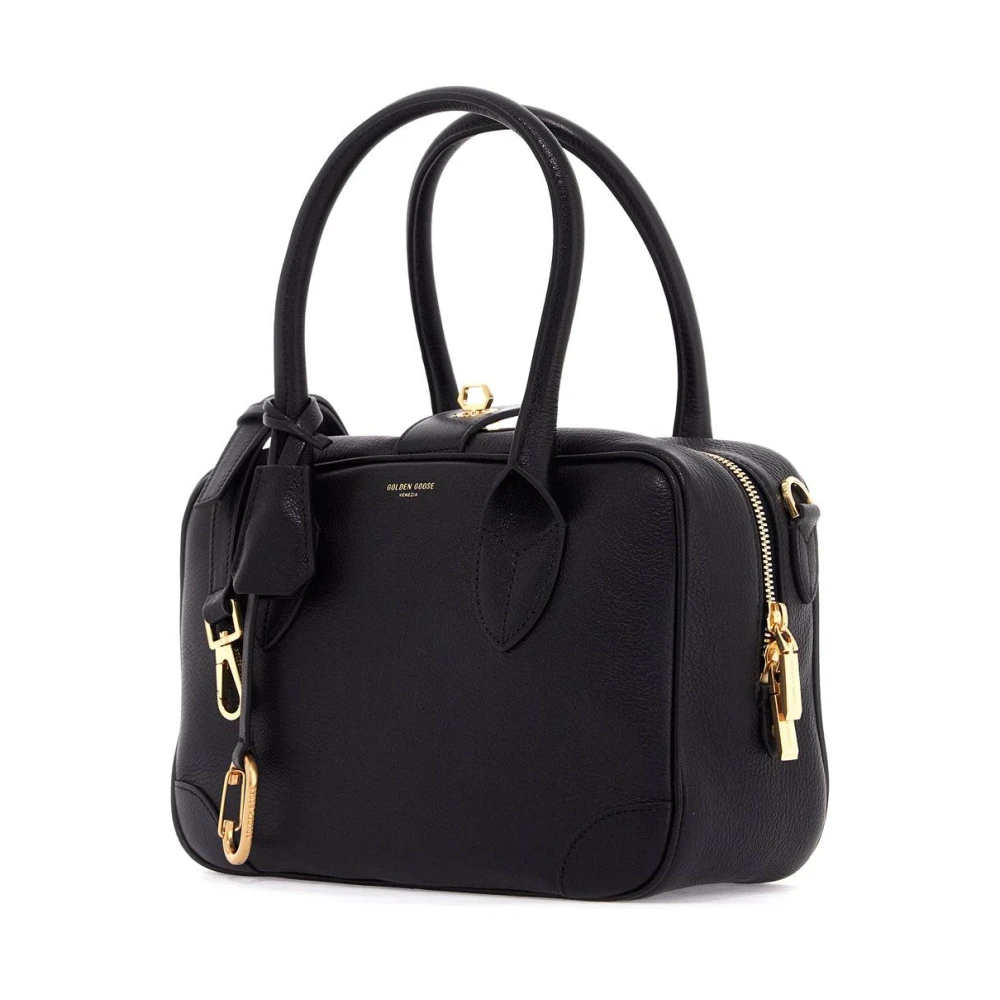 Golden Goose Gehamerde leren handtas met afneembare sluiting Black Dames