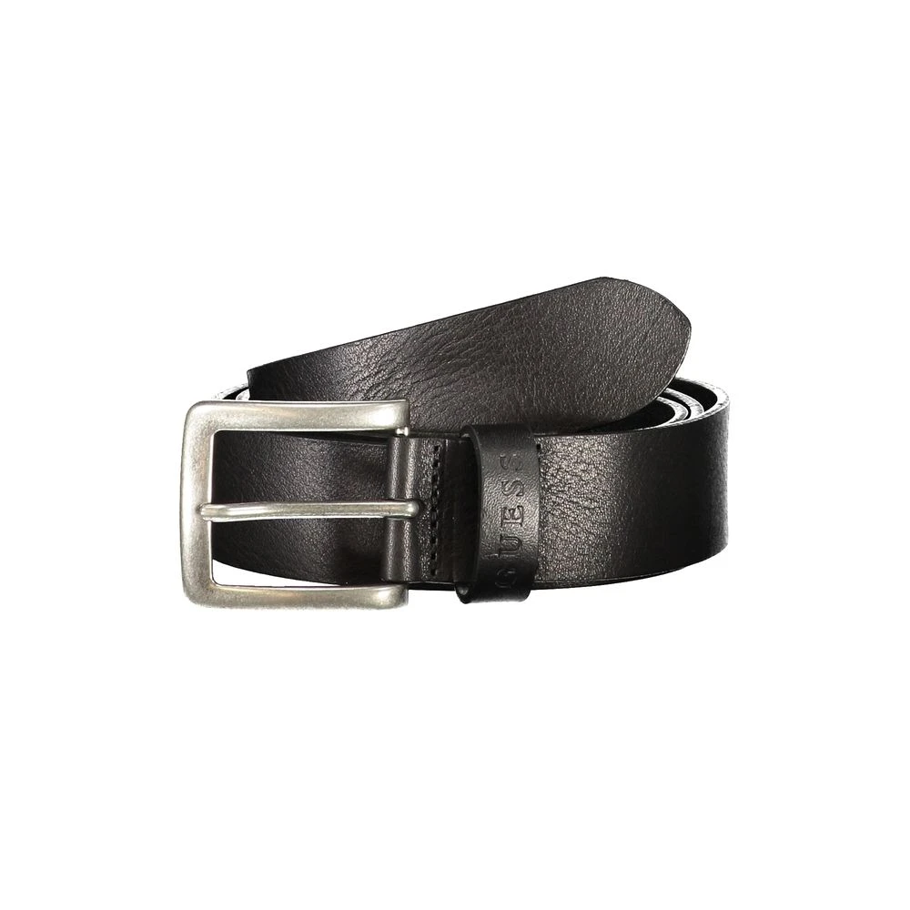 Guess Zwarte Leren Riem met Metalen Gesp Black Heren