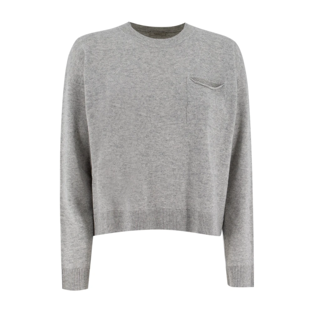 PESERICO Klassieke Jumper met Voorzak Gray Dames