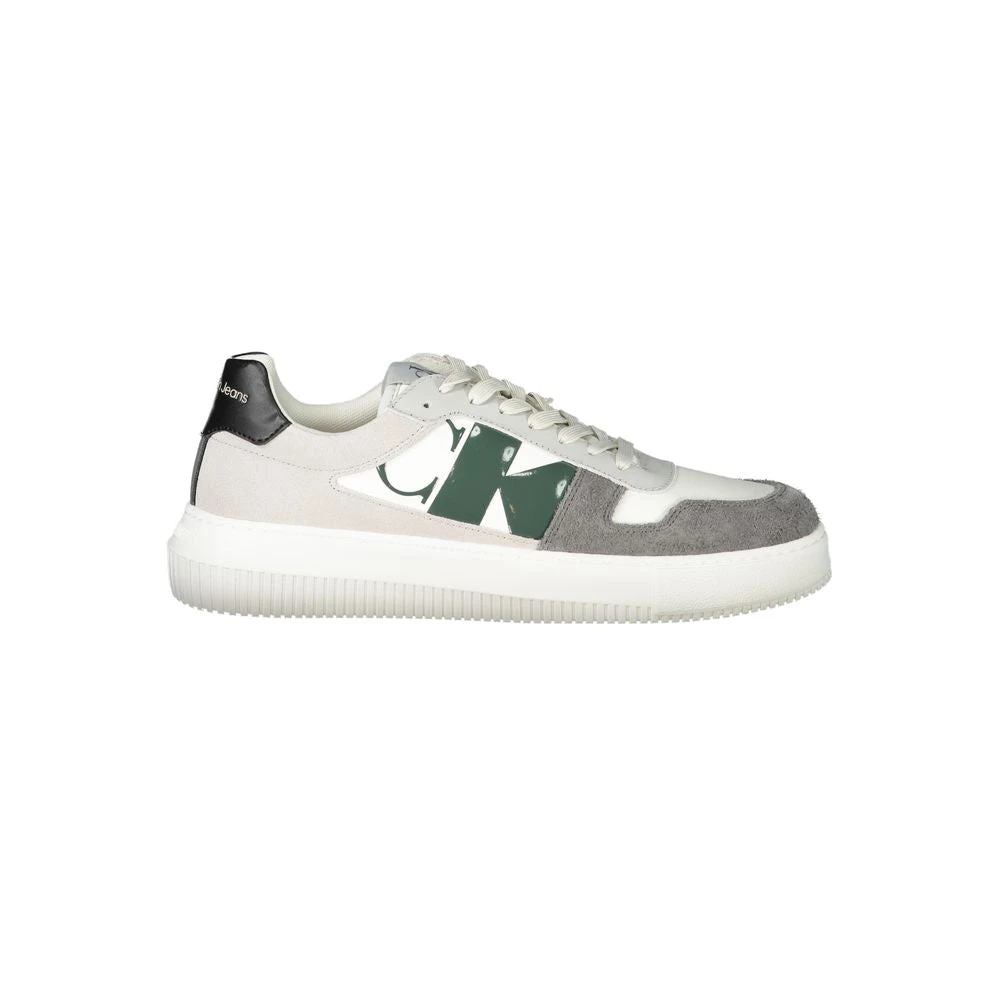 Calvin Klein Men's Multicolor White Trainers With Green-Black Details Size 9 Uk