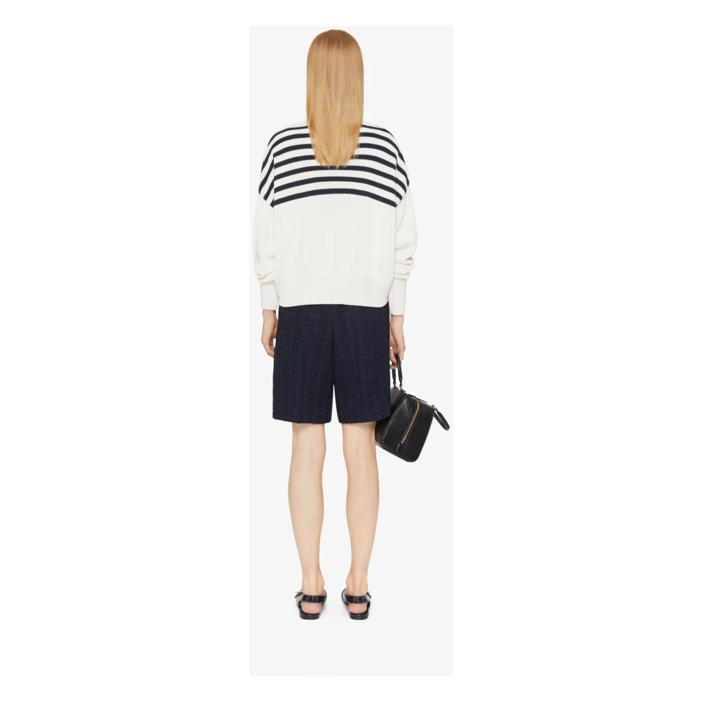 Givenchy Gestreept Tweekleurig Trui met 4G Patch White Dames