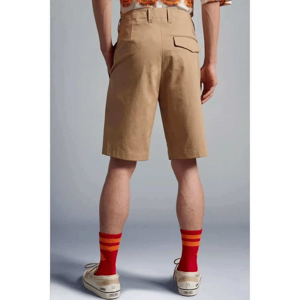 Moncler Beige Sable Gabardine Short Chino Stijl Brown Heren