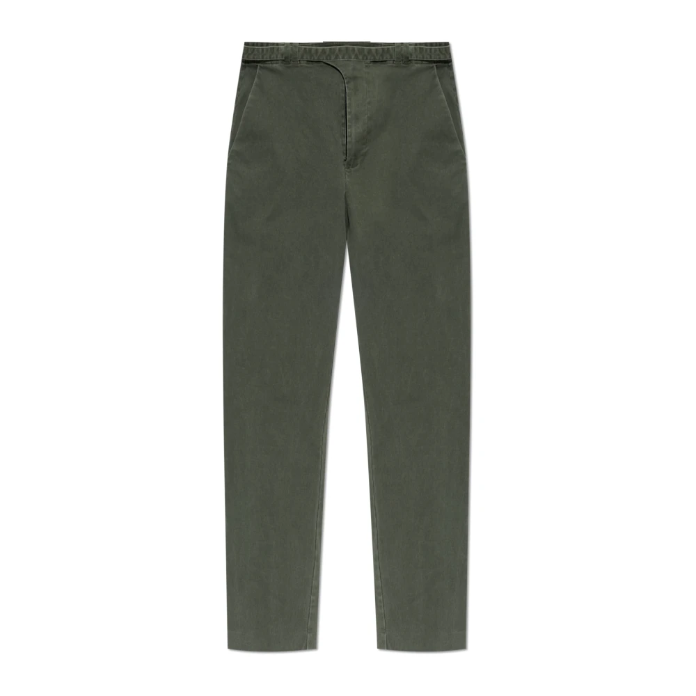 Diesel Mannelijk Groente Broeken Heren, Groen, L, Katoen, Gecoate Katoenen Twill Broek Met Biker Strap