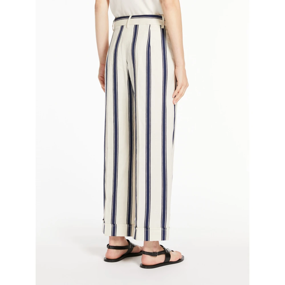 Max Mara Beige Wijde Linnen Broek Beige Dames