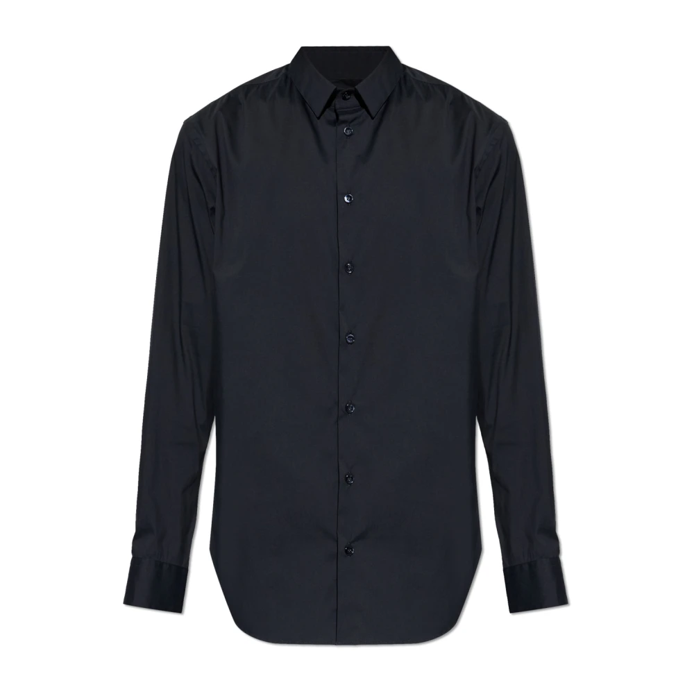 Giorgio Armani , Formal Shirts, Male, Blue, 3XL, Stretch Fabric Shirt With Collar Stays