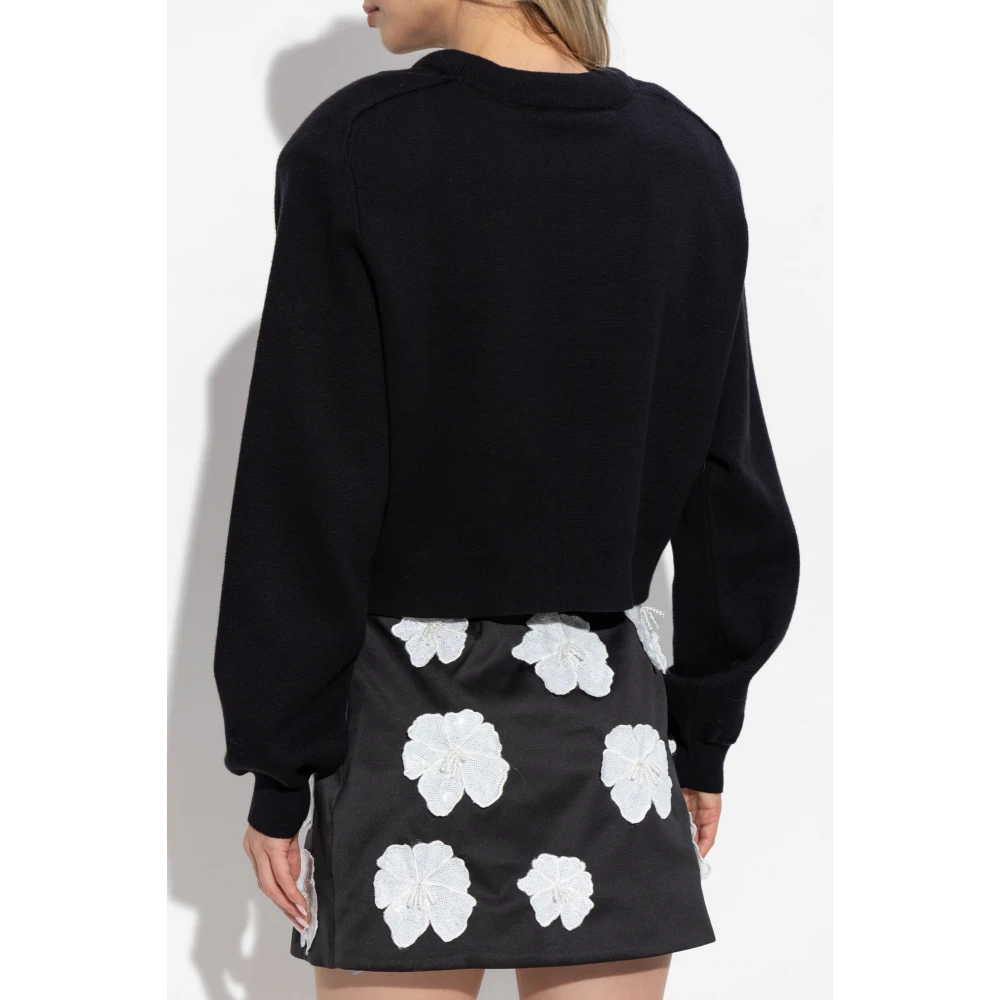 Rotate Birger Christensen Sweatshirt met bloemmotief applicatie Black Dames