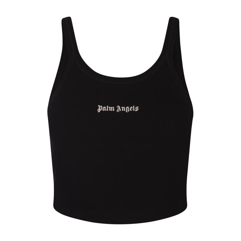 Palm Angels Zwarte Tanktop met Logo Black Dames