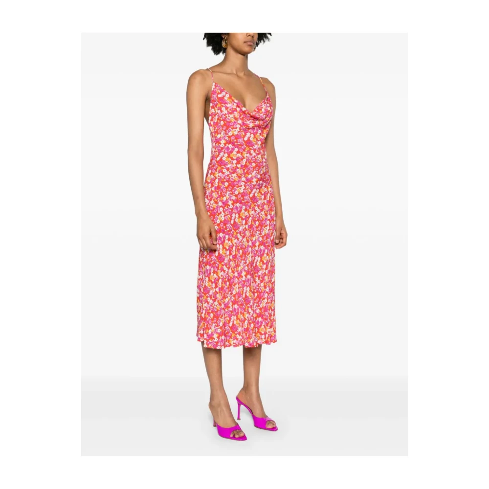 Rotate Birger Christensen Cowl Neck Spaghetti Strap Midi Jurk Multicolor Dames