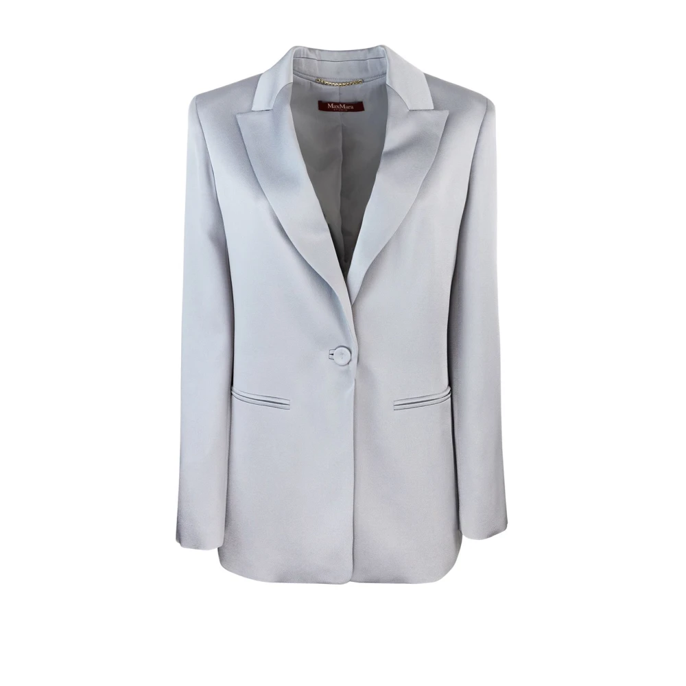 Max Mara Studio Getailleerde enkellange satijnen blazer Gray Dames