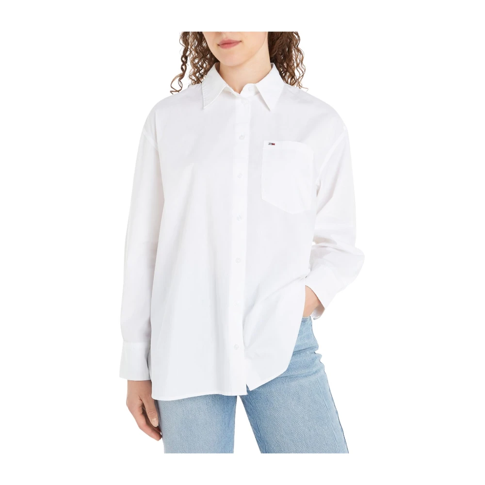Tommy Jeans Relaxed Fit Wit Overhemd Essential White Dames