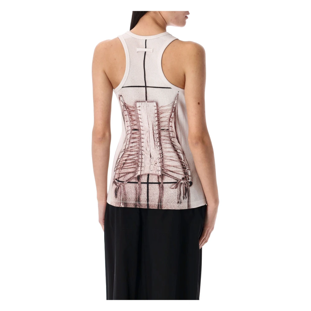 Jean Paul Gaultier Dusty Pink Trompe l'Oil Corset Tank Top Pink Dames