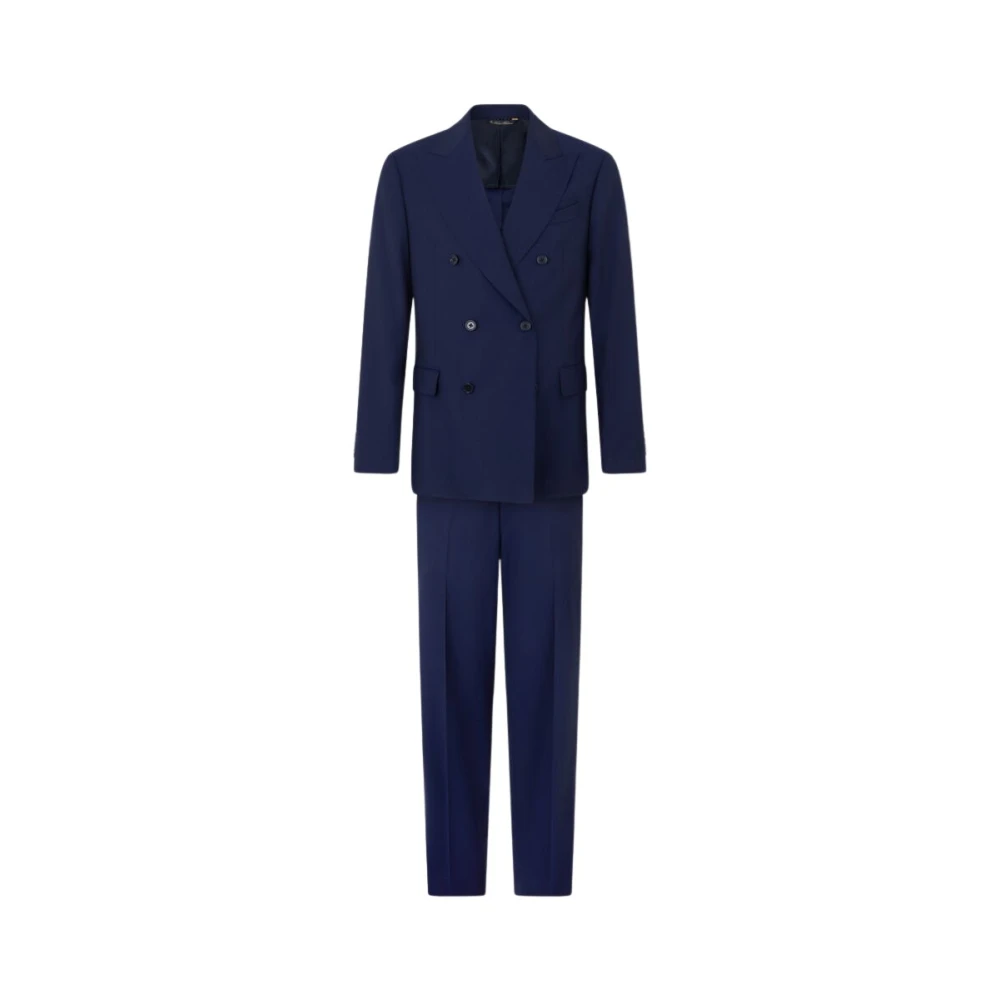 Brooks Brothers Men's Blue Double Breasted Weave Virgin Wool Suit - Double Breasted Suits - 2XL - Suits