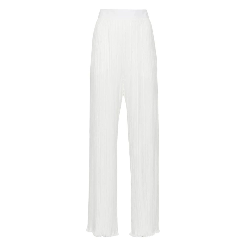 Lanvin Women's White Pleated Straight-Leg Trousers - Wide Trousers - Xs - Trousers