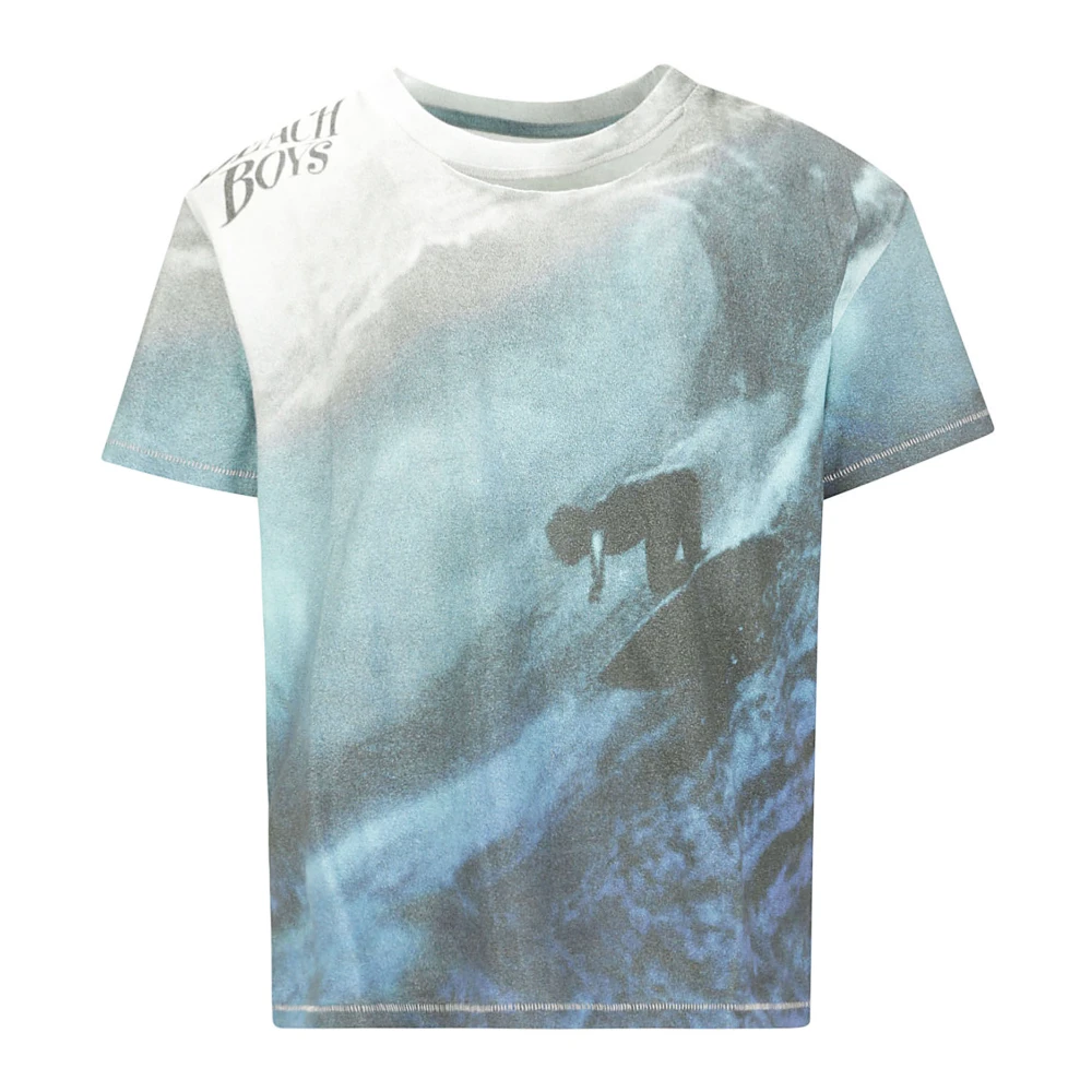 ERL Ripped Kraag Beach Boys T-Shirt Blue Heren