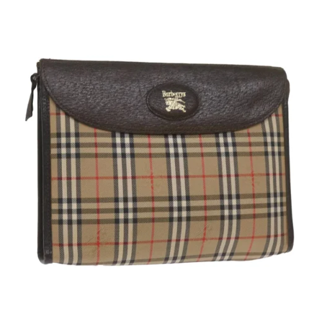 Burberry Vintage Pre-owned Canvas clutches Beige Dames