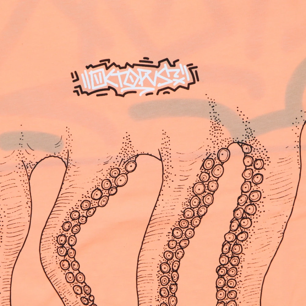 Octopus Tentakels Logo Tee Korte Mouw Katoen Orange Heren