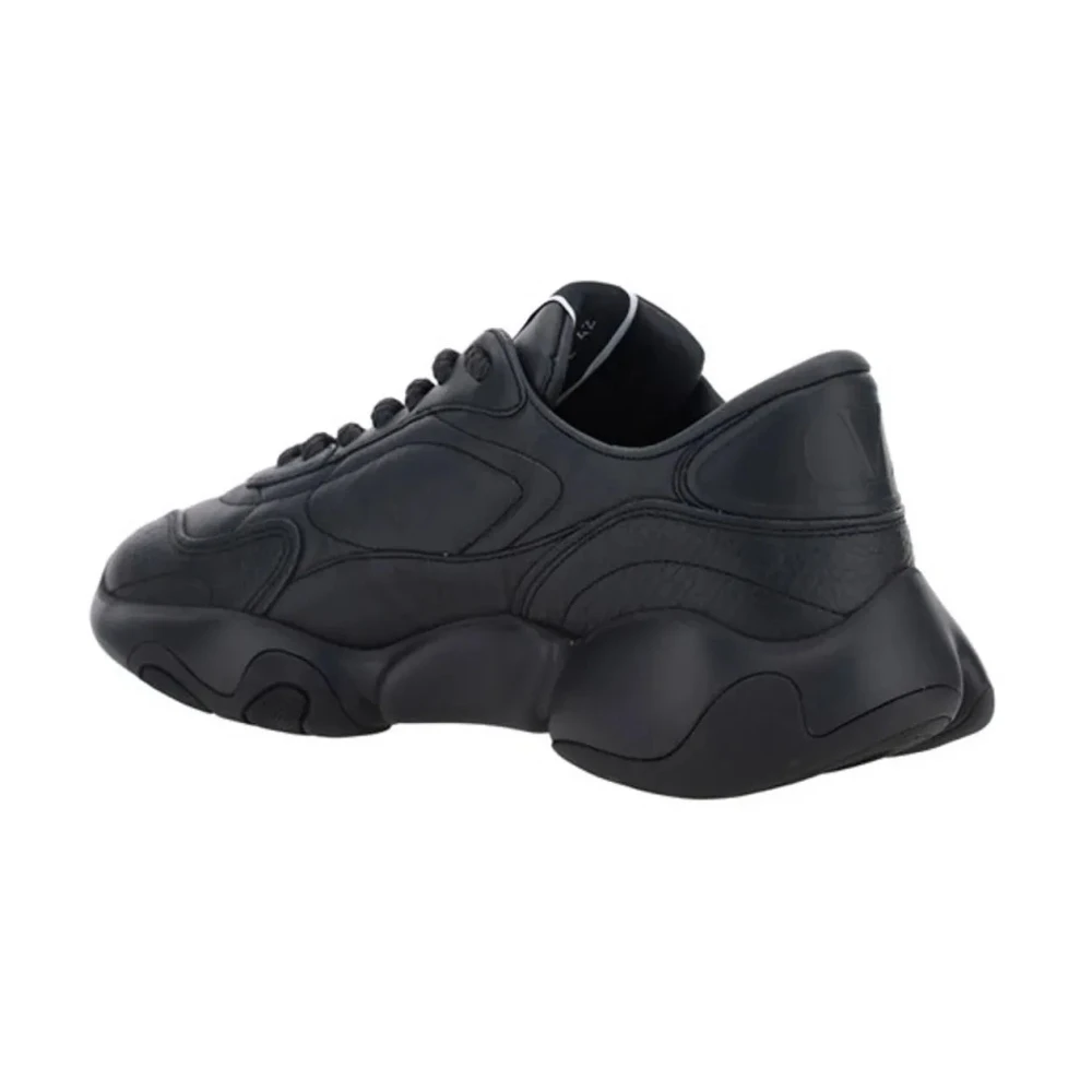 Valentino Zwarte Leren Lage Sneakers Black Heren