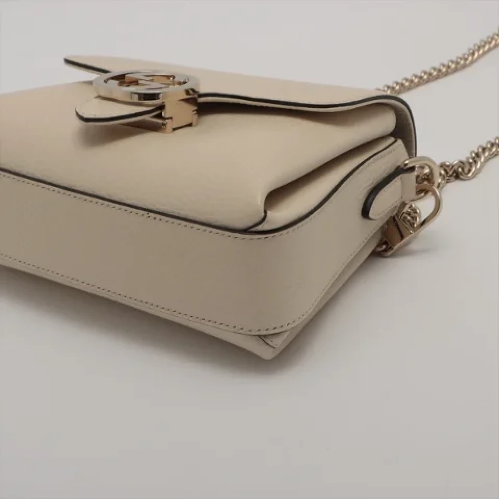Gucci Vintage Beige Leren Gucci Schoudertas Beige Dames
