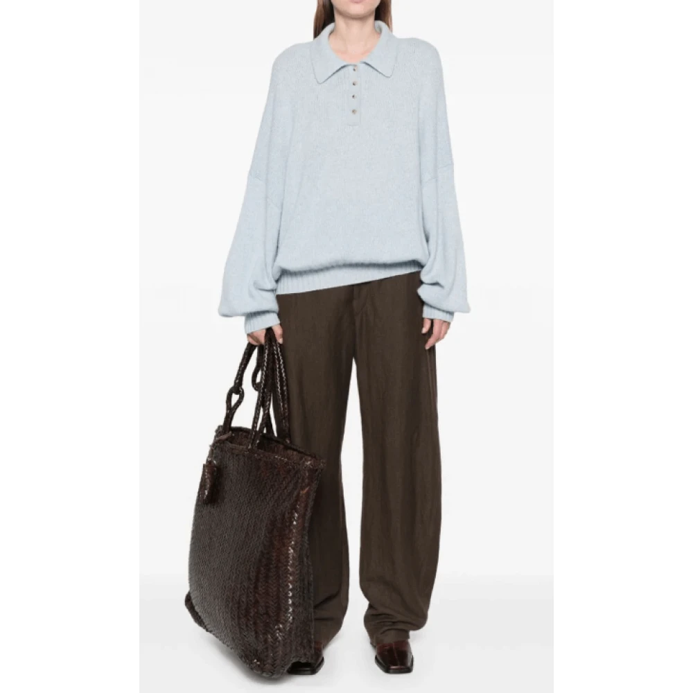 Khaite Blauwe Cashmere Polo Sweater Blue Dames