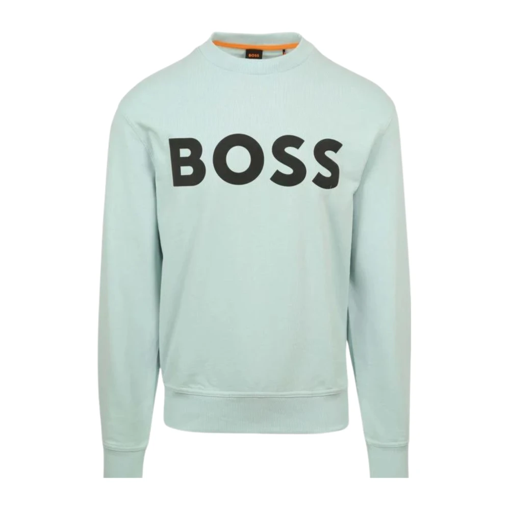 BOSS sweater WeBasicCrew met logo lichtgroen