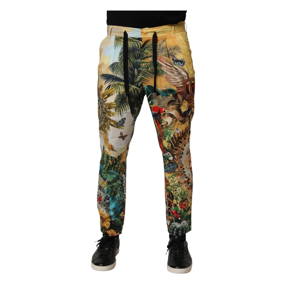 Dolce & Gabbana Mannelijk Multicolor Broeken Heren, Veelkleurig, M, Katoen, Tropical King Lounge Broek