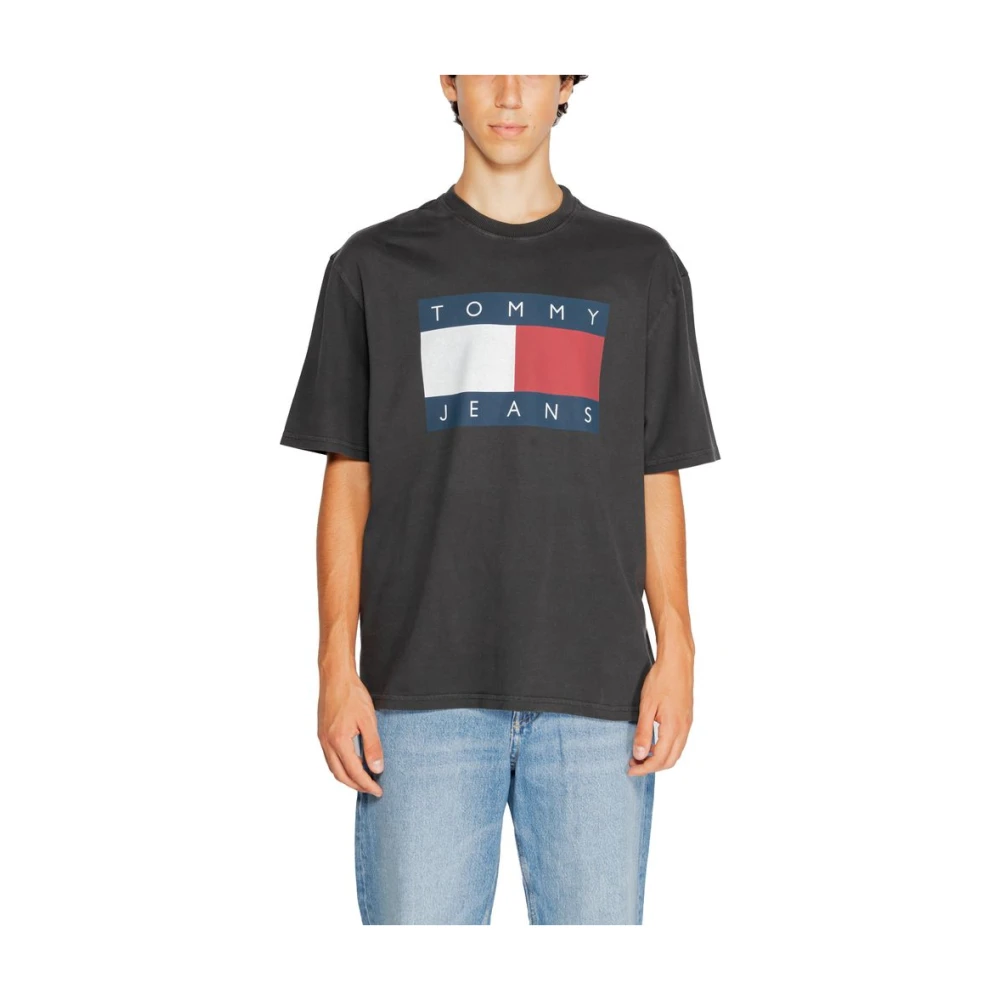 Tommy Jeans Zwart Katoenen Heren T-Shirt Herfst Winter Collectie Black Heren