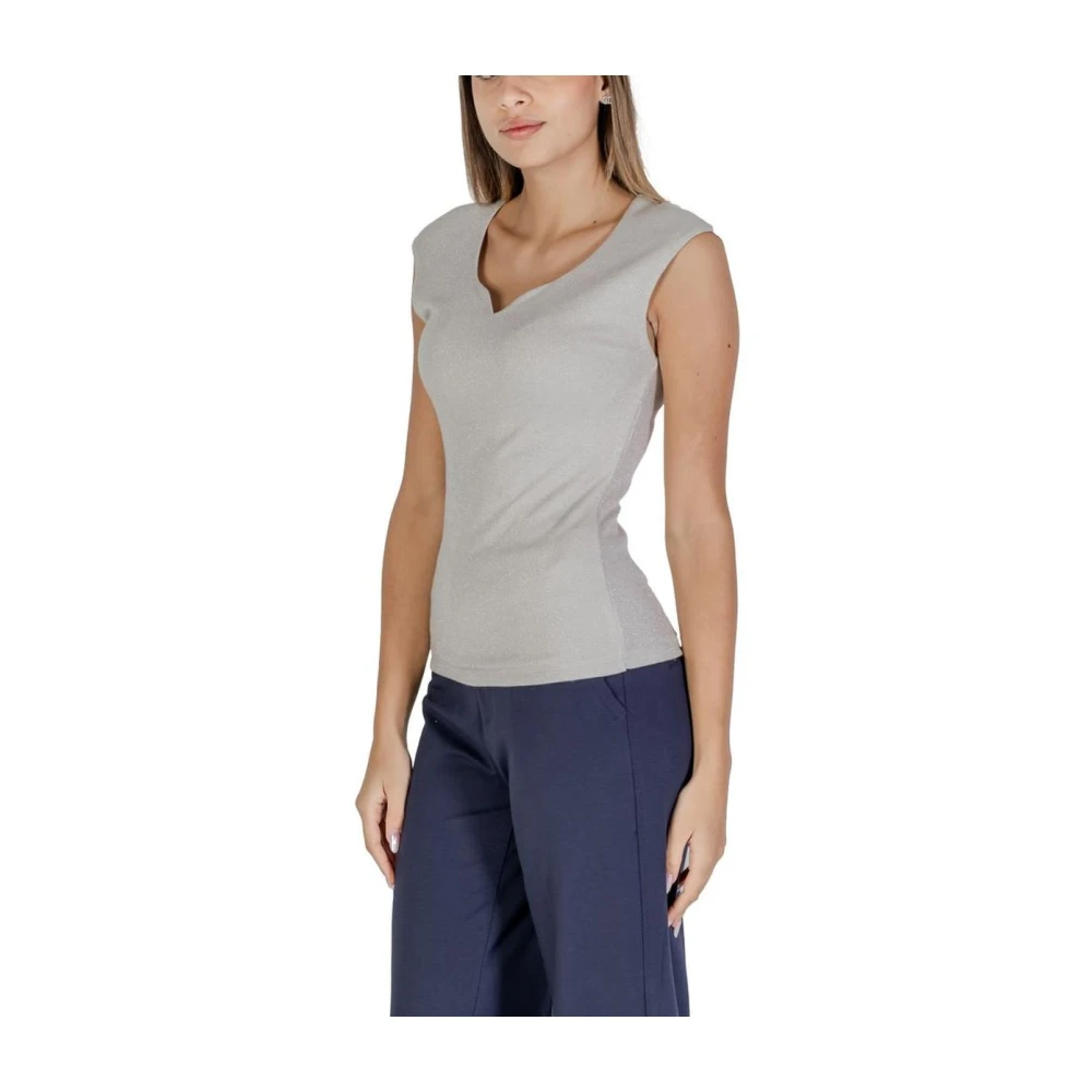 Street One Zilveren V-hals Gebreide Top Gray Dames